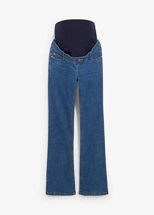 Umstandsjeans mit Bio-Baumwolle, leicht ausgestelltes Bein in blau von vorne - bonprix
