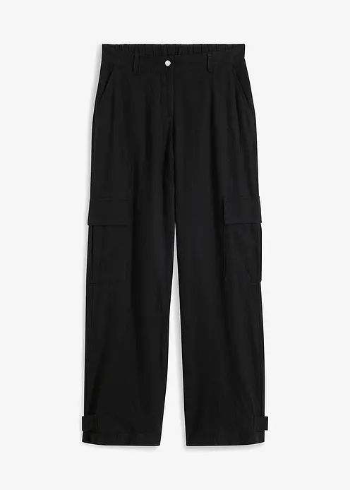 Cargo-Hose mit Leinen in schwarz von vorne - bonprix