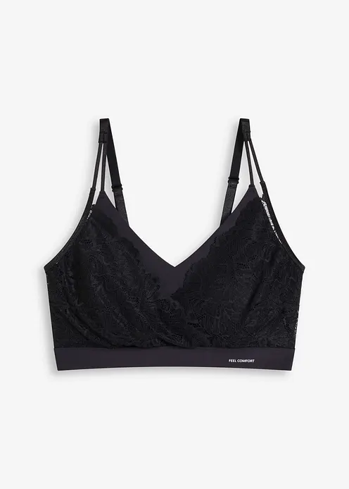 Wattiertes Feel Comfort Seamless Bralette in schwarz von vorne - bonprix