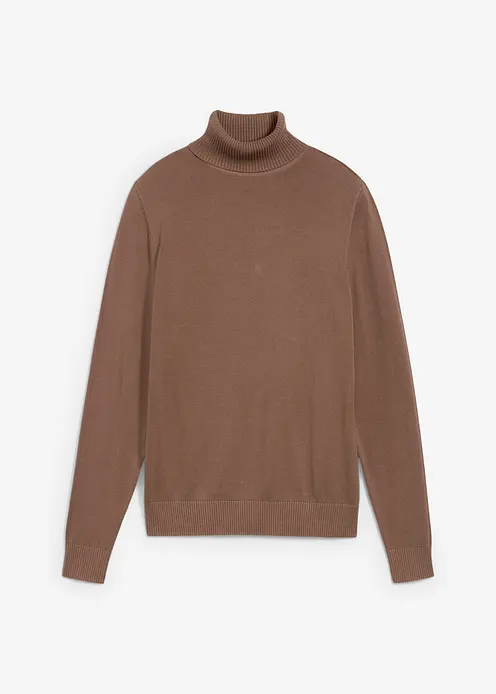 Rollkragenpullover in braun von vorne - bonprix