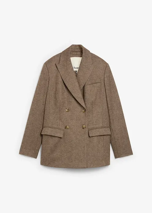 Blazer aus weichem Woll-Mix in braun von vorne - bonprix