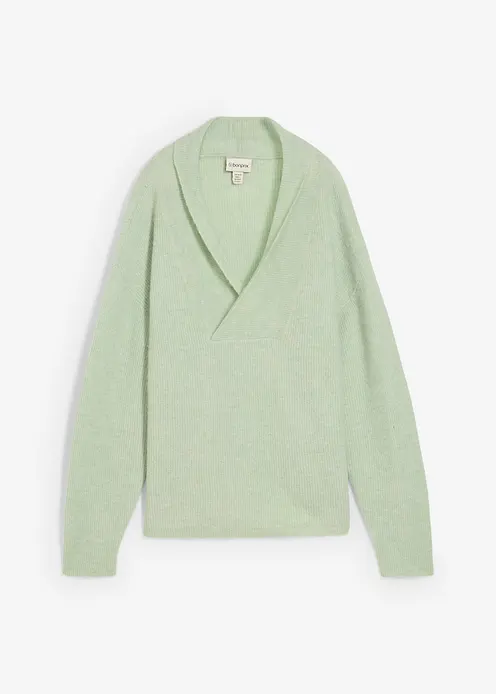 Pullover aus wärmendem Alpaka-Mix in grün von vorne - bonprix