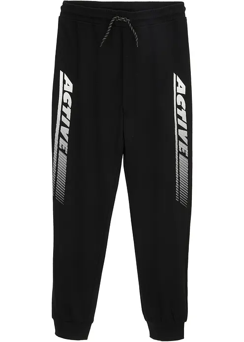 Jogginghose aus weichem Baumwoll-Mix in schwarz von vorne - bonprix