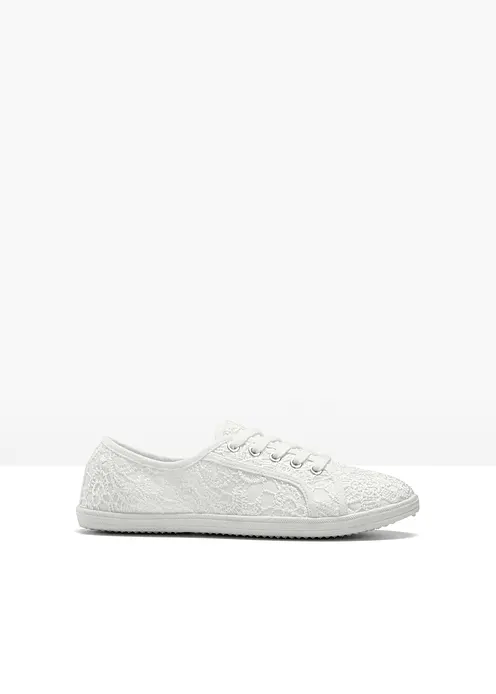 Sneaker mit Spitze in weiß von vorne - bonprix