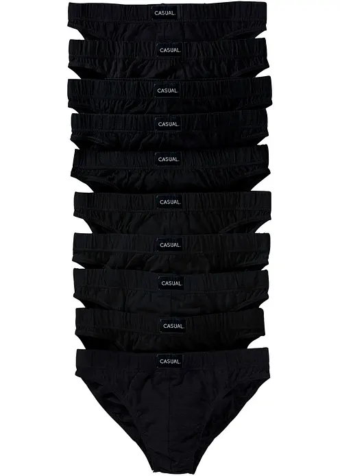 Slip mit weicher Baumwolle (10er Pack) in schwarz - bonprix