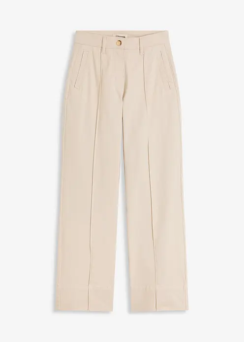 Twillhose mit Biese und Leistentasche in beige von vorne - bonprix