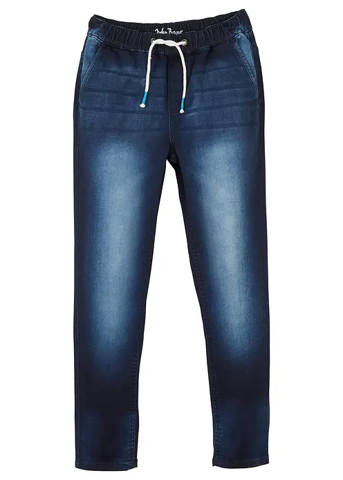 Regular Fit Schlupf-Sweat-Jeans, Straight in blau von vorne - bonprix