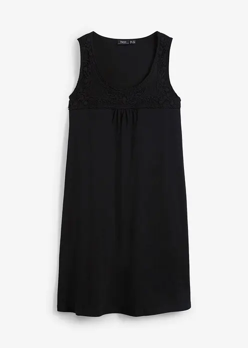 Shirtkleid aus reiner Bio-Baumwolle in schwarz von vorne - bonprix
