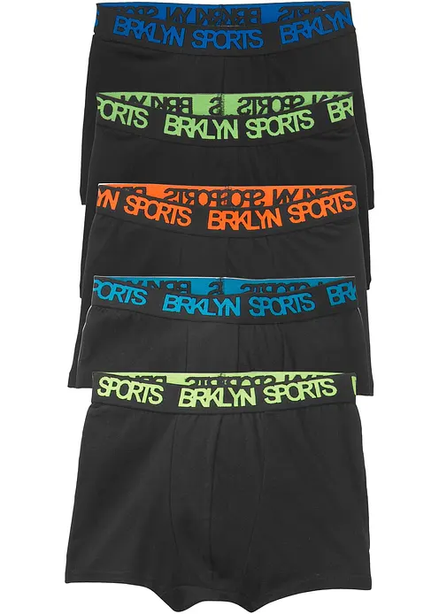 Boxershorts mit weicher Baumwolle (5er-Pack) in schwarz von vorne - bonprix