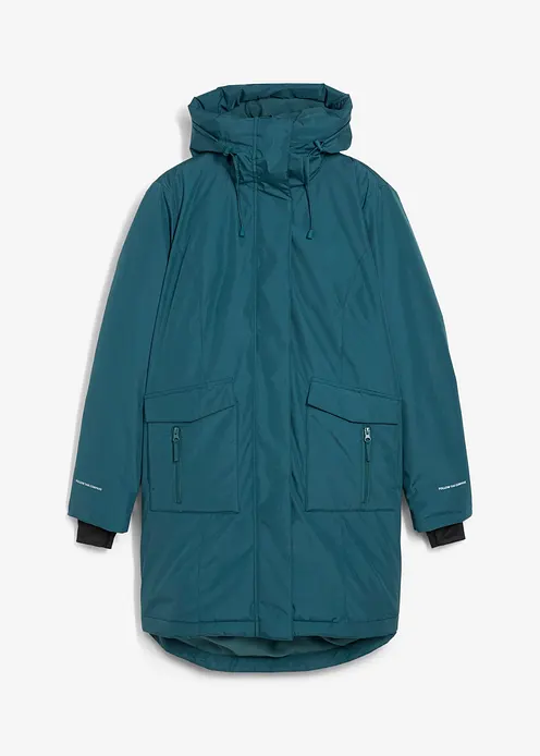 Daunenmantel mit Kuschelfutter und wärmeisolierender Funktion in petrol von vorne - bonprix