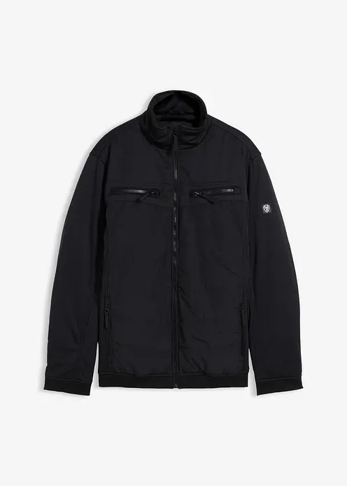 wattierte Softshelljacke in Blousonform in schwarz von vorne - bonprix