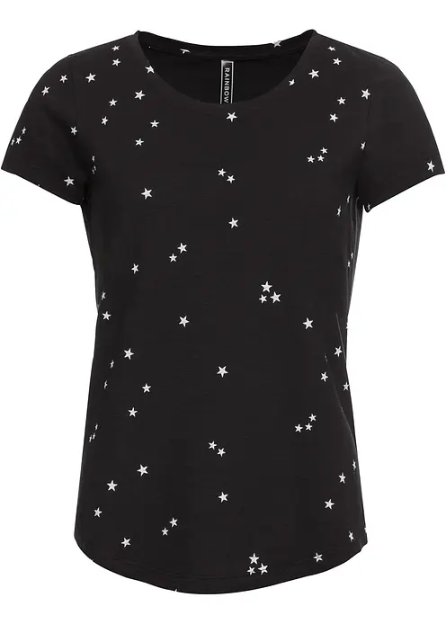 Shirt aus reiner Baumwolle in schwarz von vorne - bonprix