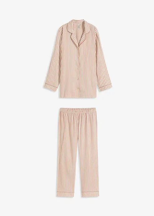 Gewebter Flanell Pyjama mit Geschenktasche in braun von vorne - bonprix