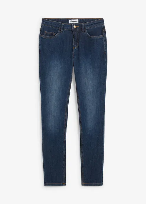 Skinny Jeans Mid Waist, Stretch in blau von vorne - bonprix