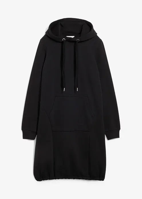 Sweatkleid aus Baumwoll-Mix in schwarz von vorne - bonprix