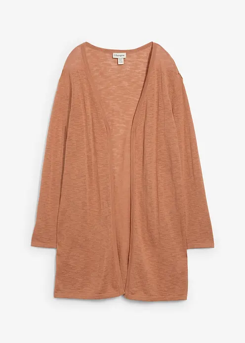 Longstrickjacke, offen in braun von vorne - bonprix