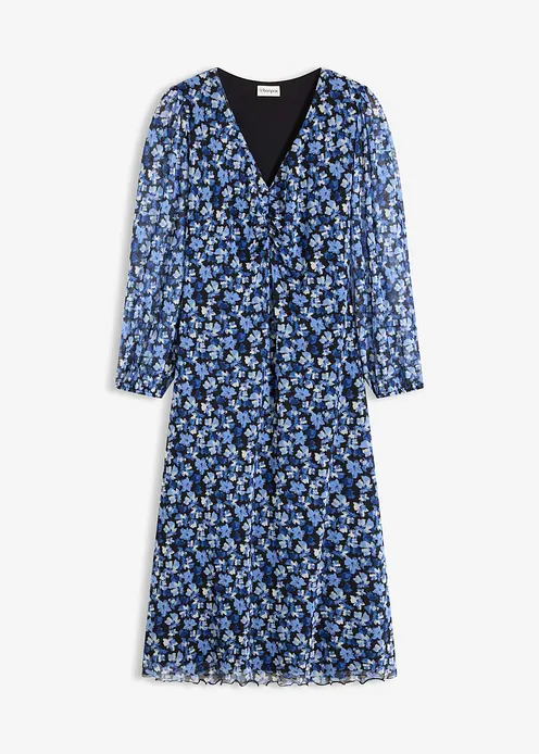 Mesh-Midikleid in blau von vorne - bonprix
