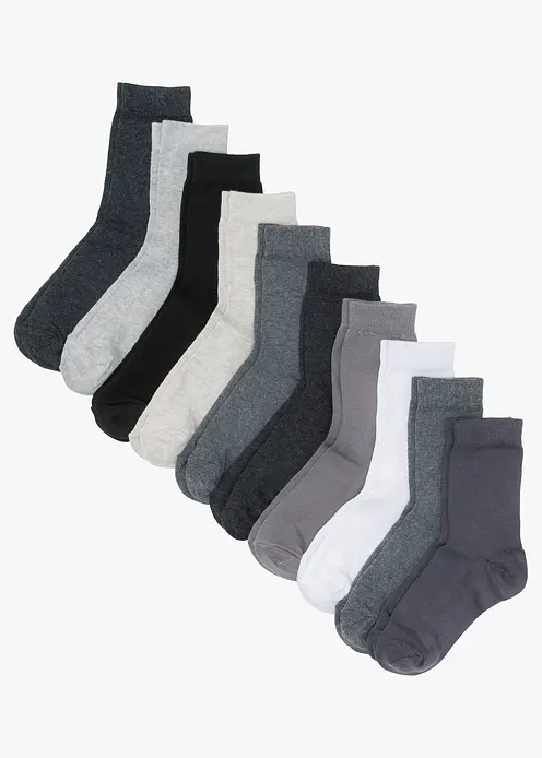Socken mit Bio-Baumwolle (10er Pack) in grau von vorne - bonprix
