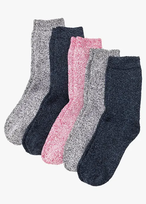 Thermo Frottee Socken mit Bio-Baumwolle (5er Pack) in blau von vorne - bonprix