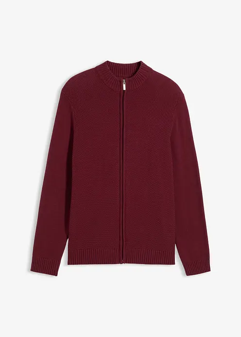 Basic Herren Strickjacke mit Spezial-Komfortschnitt rot