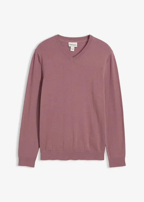 Feinstrickpullover in Regular Fit in lila von vorne - bonprix