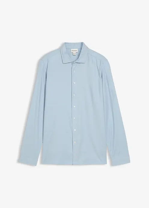 Flanell-Businesshemd aus reiner Baumwolle, Slim Fit in grau von vorne - bonprix