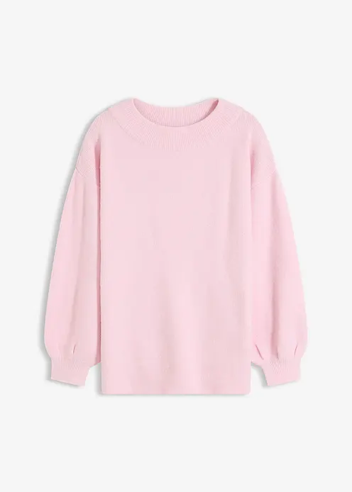 Pullover mit Ballonärmeln in rosa von vorne - bonprix