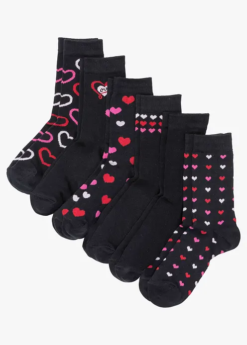 Damen Socken mit Bio-Baumwolle (6er Pack) in schwarz von vorne - bonprix