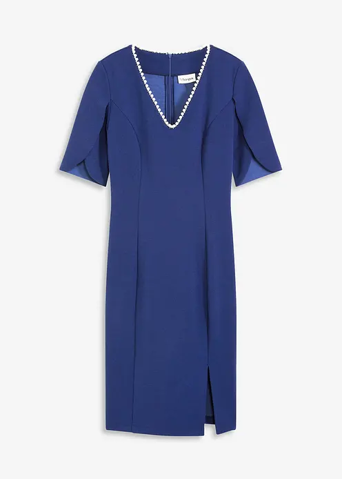 Etuikleid mit Perlenapplikation in blau von vorne - bonprix