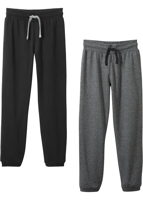 Jogginghose mit Baumwolle (2er Pack) in schwarz - bonprix