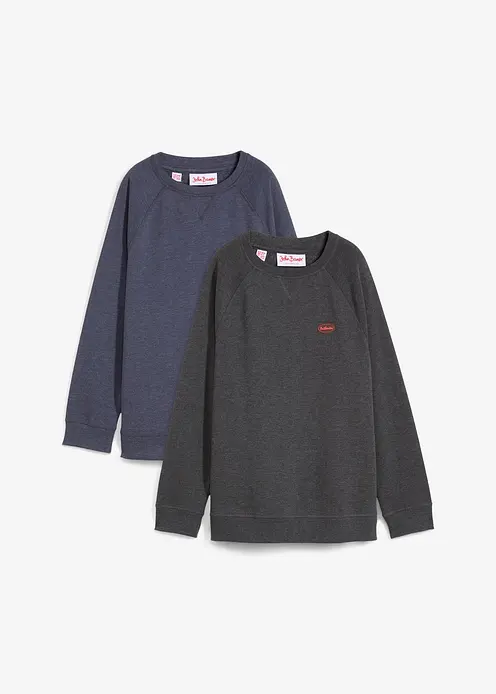 Sweatshirt (2er Pack) in grau von vorne - bonprix