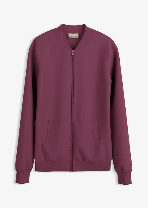 Sweatjacke aus Scuba mit Reißverschluss in braun von vorne - bonprix