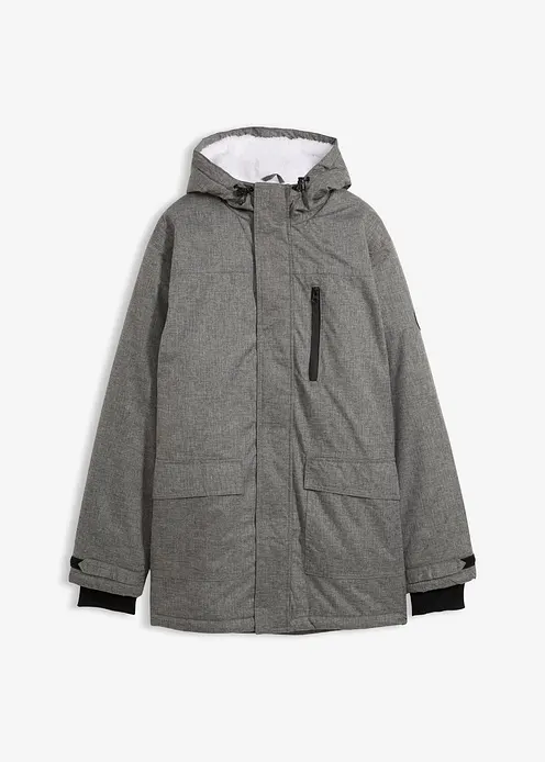 wasserdichter Funktions-Parka mit Kuschel-Fleece-Futter in grau von vorne - bonprix