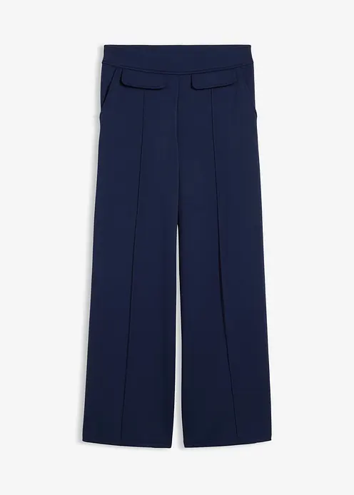 Bootcut Hose aus leicht glänzendem Viskose-Mix in blau von vorne - bonprix