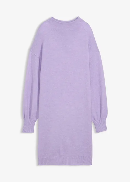 Meliertes Strickkleid in lila von vorne - bonprix