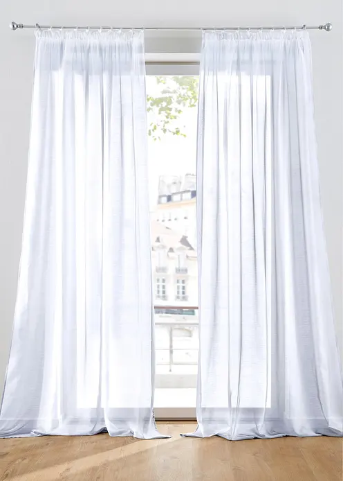 Gardine aus feiner Batist Struktur (1er Pack) in weiß - bonprix