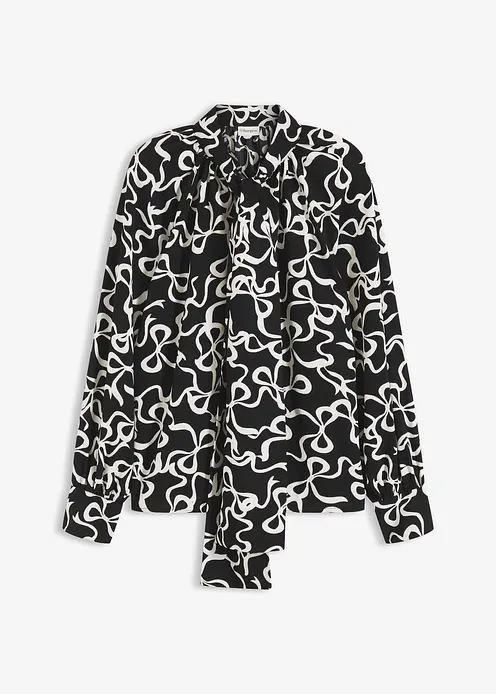 Schluppenbluse in schwarz von vorne - bonprix