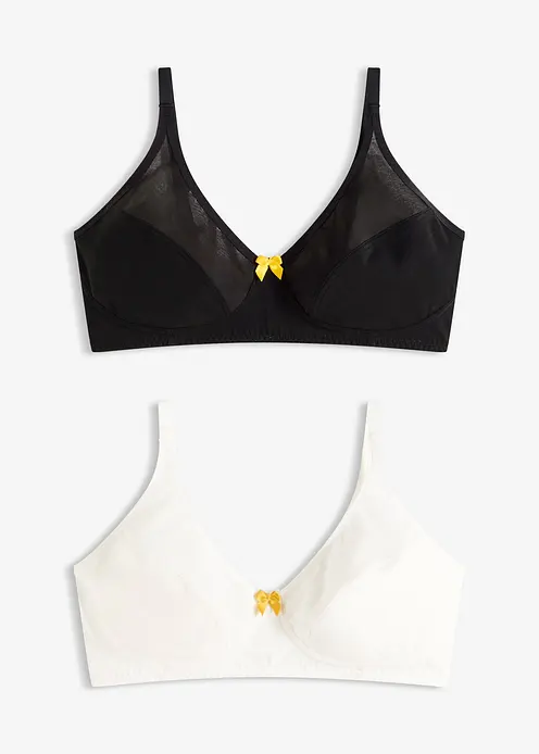 BH ohne Bügel mit Baumwolle  (2er Pack) in schwarz von vorne - bonprix