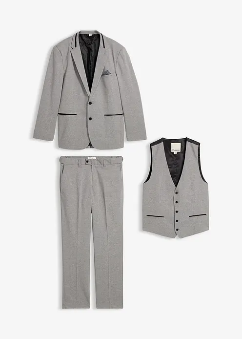 Anzug mit Weste (3-tlg.Set), Regular Fit in grau von vorne - bonprix