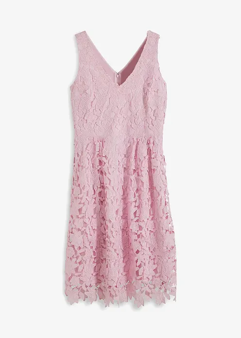 Spitzenkleid mit Häkeleinsatz in rosa von vorne - bonprix