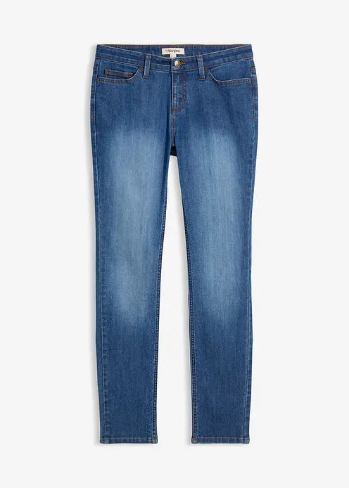 Skinny Jeans Mid Waist, Stretch in blau von vorne - bonprix