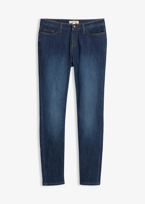 Skinny Jeans Mid Waist, Stretch in blau von vorne - bonprix