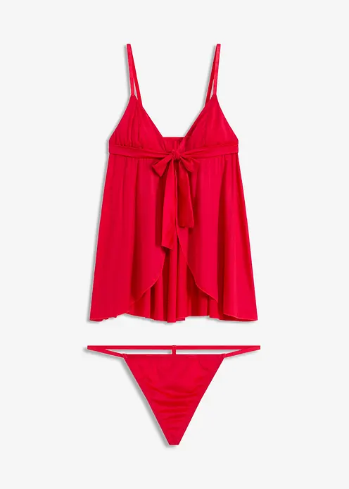 Babydoll + Höschen (2-tlg.Set) in rot von vorne - bonprix