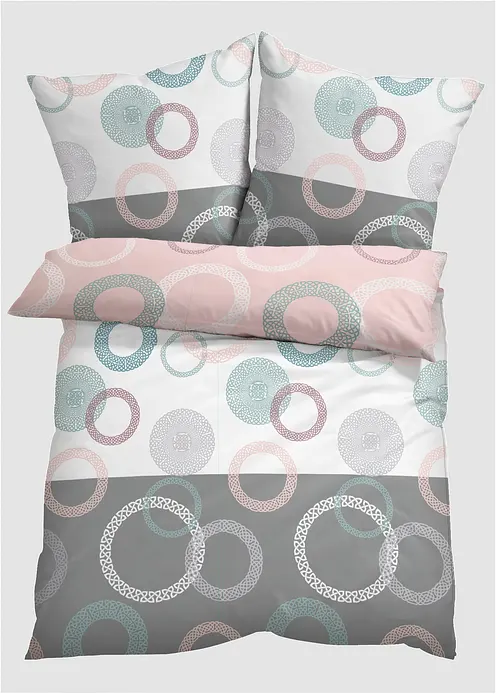 Bettwäsche mit Kreisen in weiß von vorne - bonprix