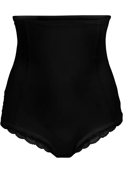 Shape Panty mit Spitzeneinsatz und starker Formkraft in schwarz von vorne - bonprix