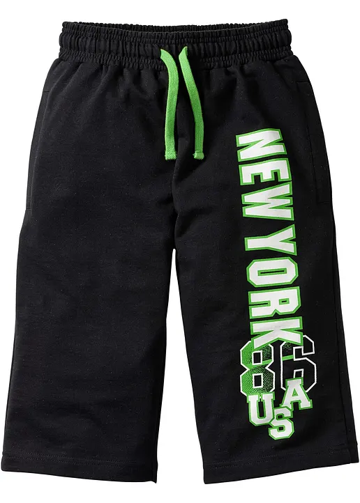 Sweat-Bermuda aus reiner Baumwolle in schwarz von vorne - bonprix