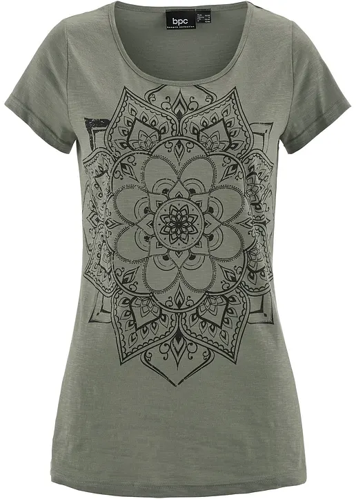 Flammgarn-Shirt, Kurzarm in grün von vorne - bonprix