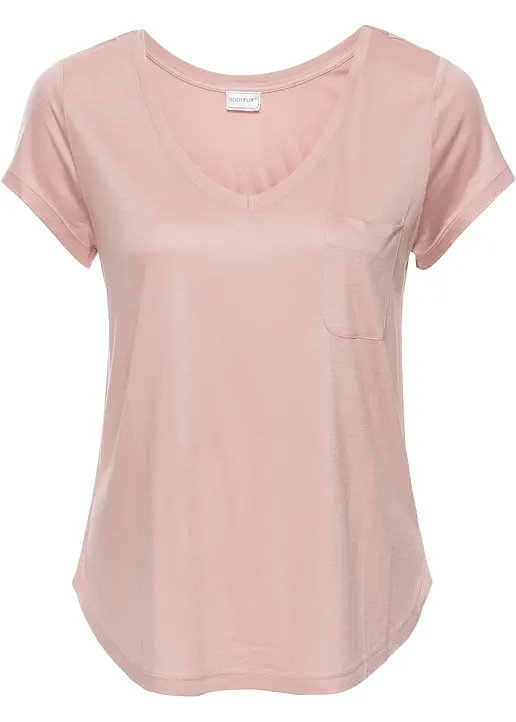 T-Shirt aus softer Viskose in rosa von vorne - bonprix