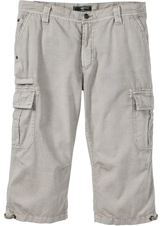 Regular Fit Cargo-Long-Bermuda aus reiner Baumwolle in grau von vorne - bonprix