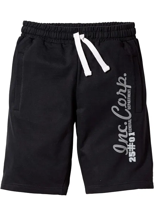 Sweat-Bermuda aus reiner Baumwolle in schwarz von vorne - bonprix